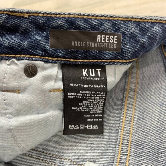 Kut From the Kloth Reese Ankle Straight Leg denim jean size 0 distressed raw hem - Picture 7 of 10